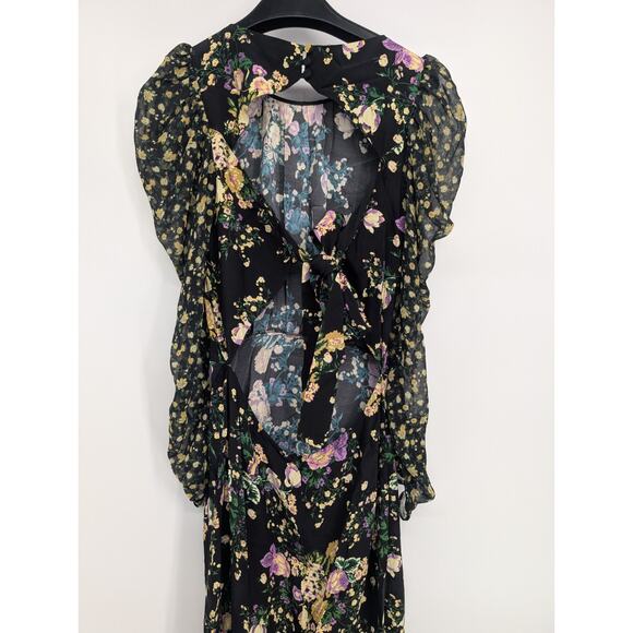 For Love & Lemons Ross Long-sleeve Midi Dress Size XS October Floral #2D455 - Picture 9 of 13